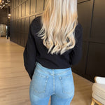 Hancock McKinney Untucked Button Down Bodysuit In Tocuyo Black - Infinity Raine
