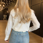 Hancock McKinney Untucked Button Down Bodysuit In Tocuyo White - Infinity Raine