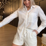 Hancock McKinney Untucked Button Down Bodysuit In Tocuyo White - Infinity Raine