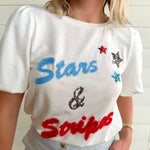 Hand-drawing Lettering Bubble Sleeve Knit Top In Ivory - Infinity Raine
