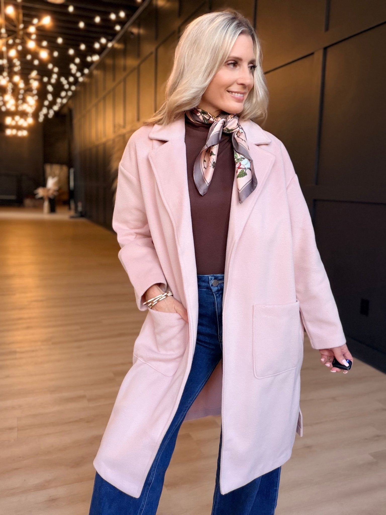 Hayley Open Coat In Light Pink - Infinity Raine