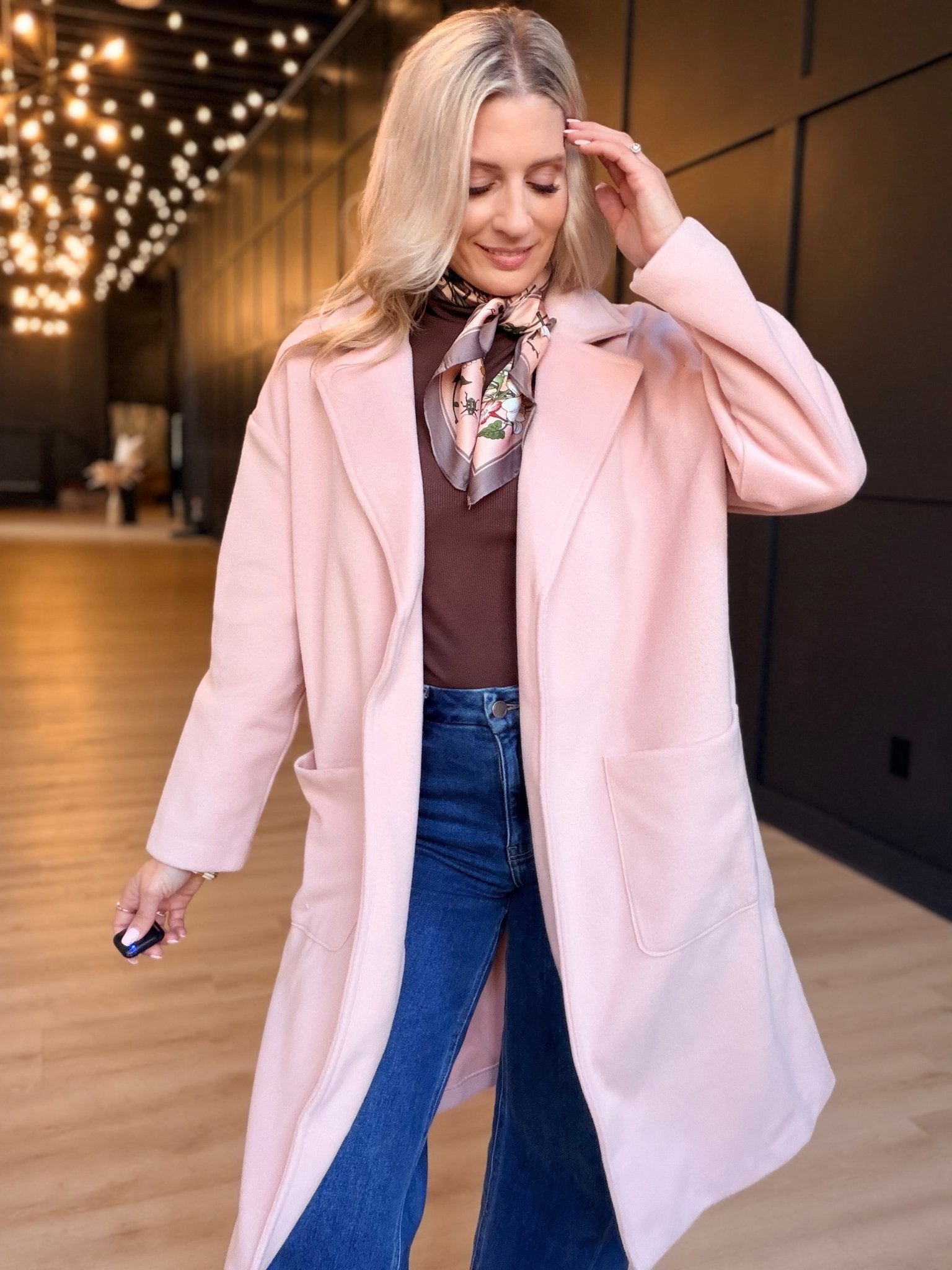 Hayley Open Coat In Light Pink - Infinity Raine