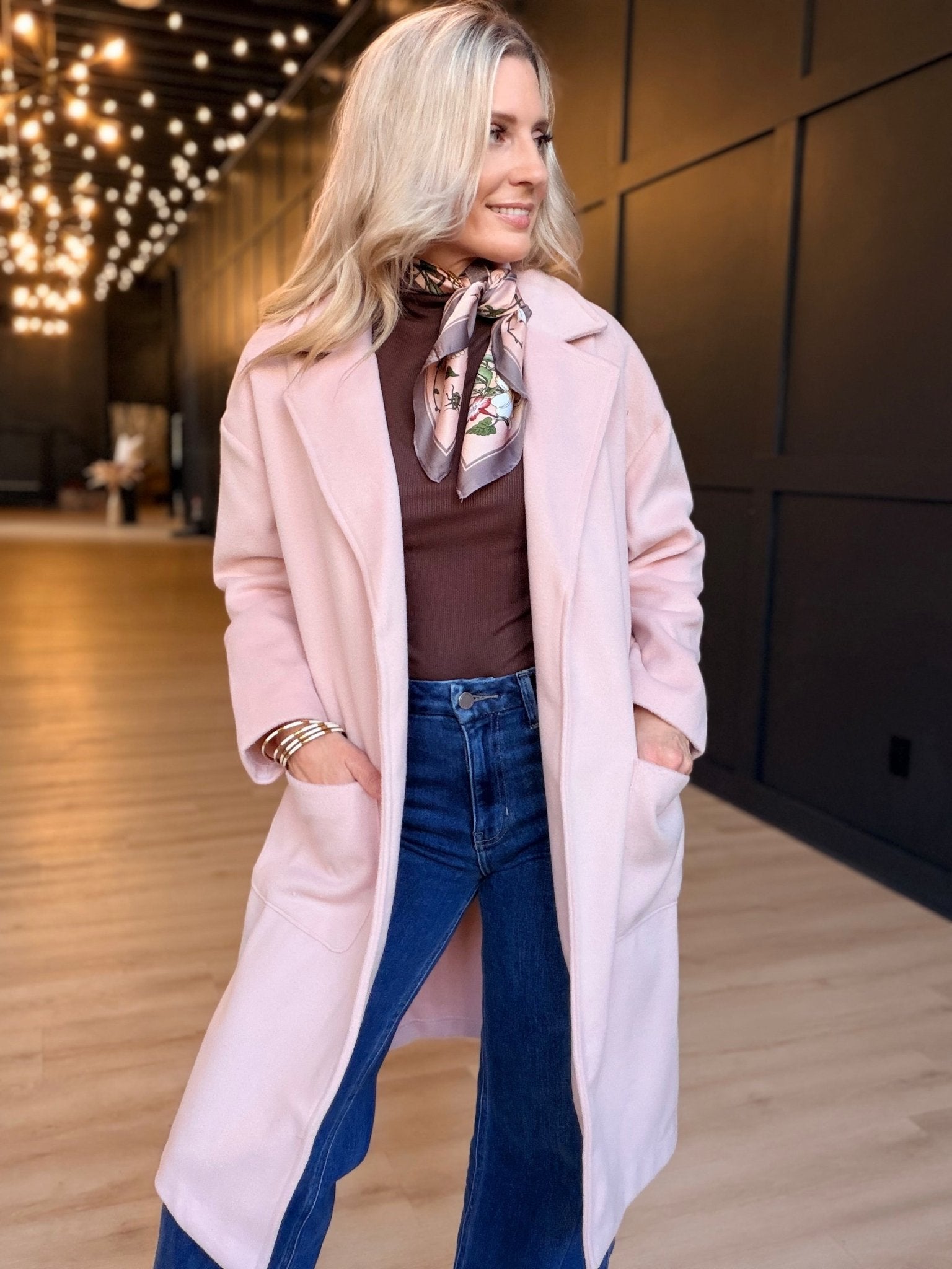 Hayley Open Coat In Light Pink - Infinity Raine