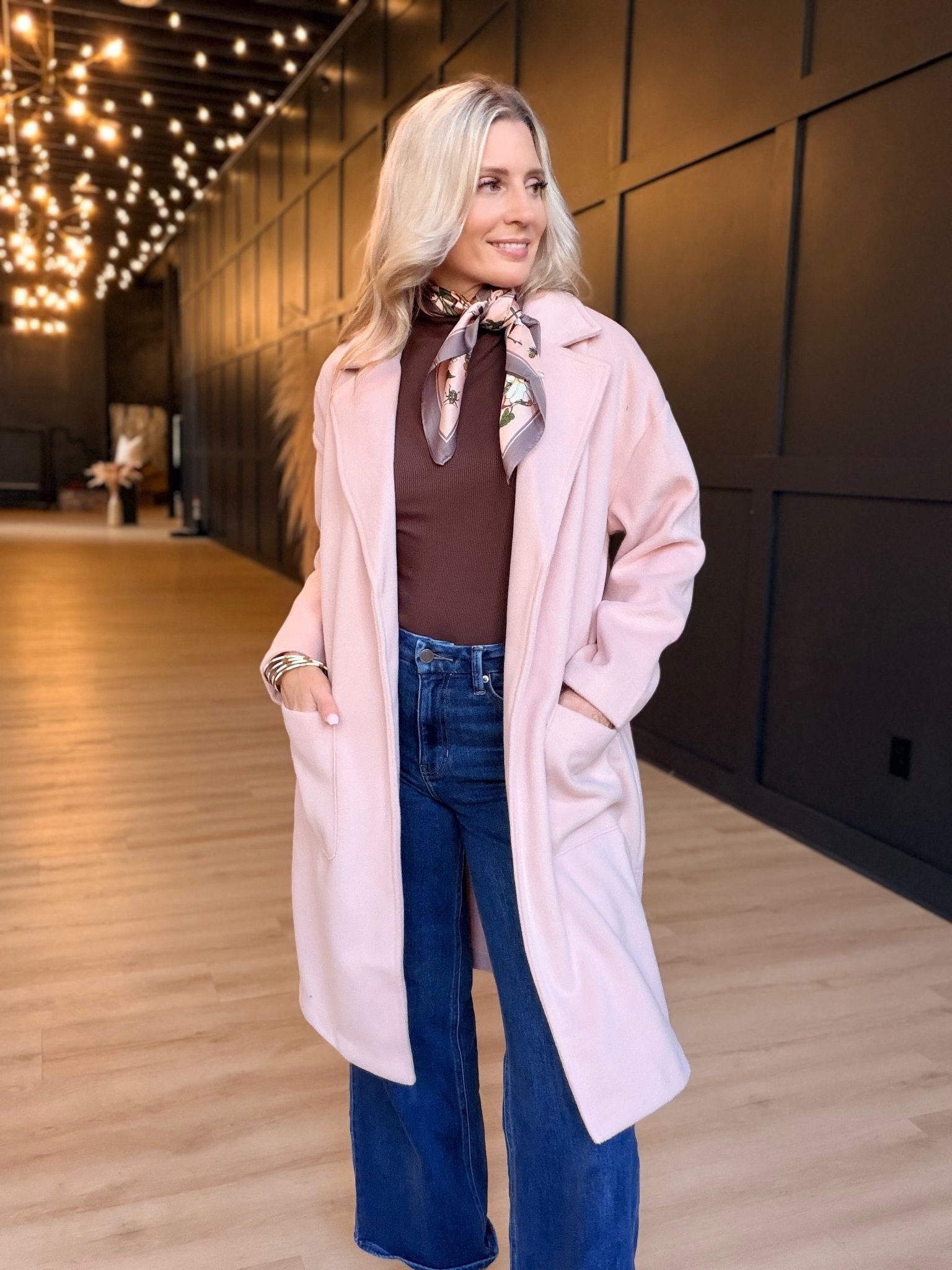 Hayley Open Coat In Light Pink - Infinity Raine
