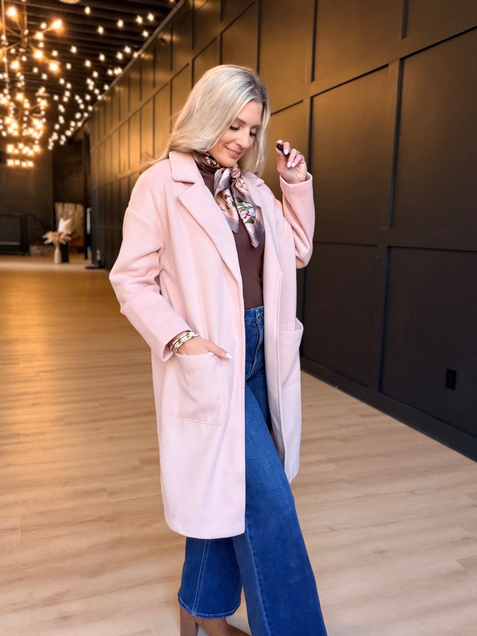 Hayley Open Coat In Light Pink - Infinity Raine