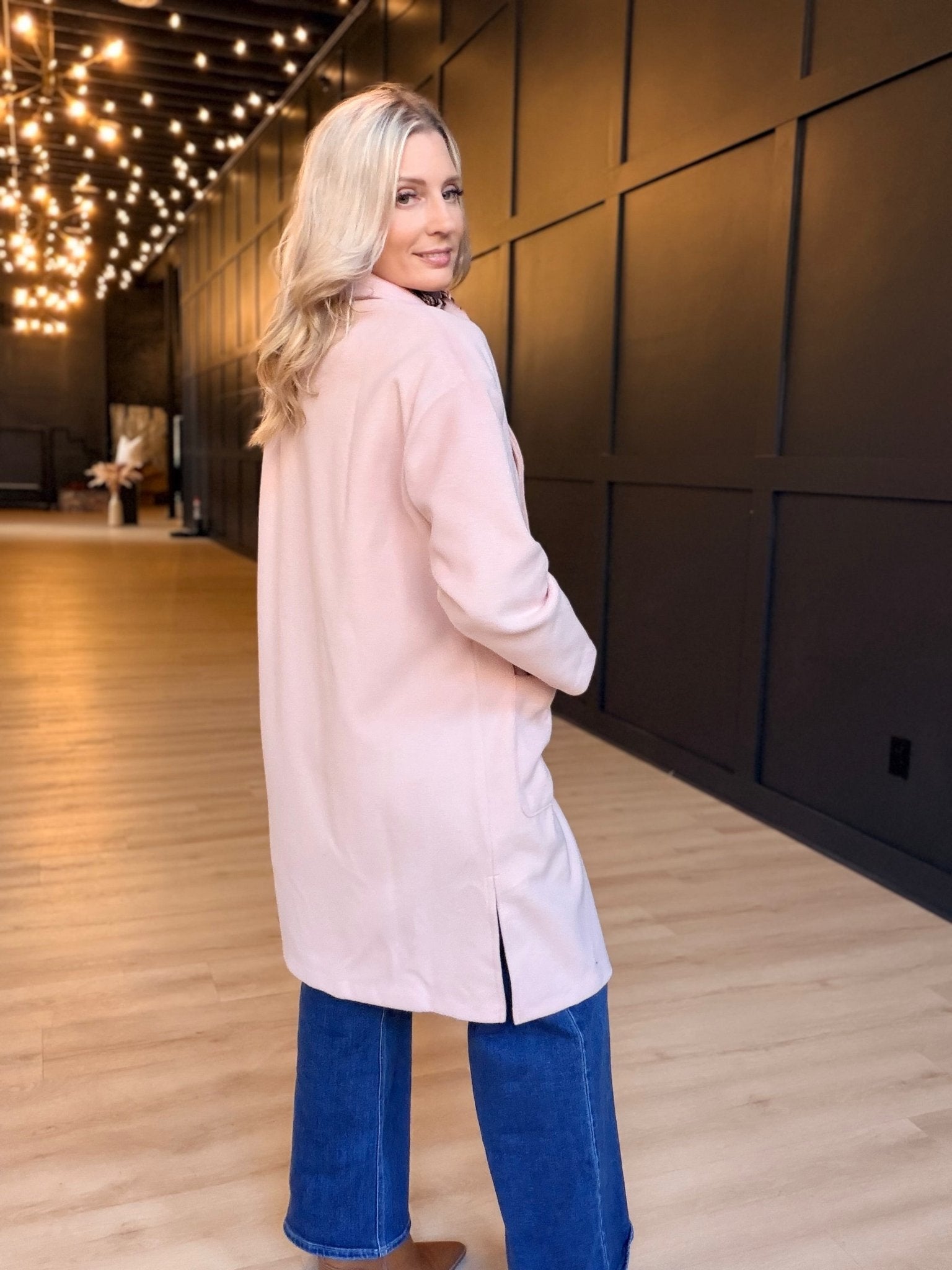 Hayley Open Coat In Light Pink - Infinity Raine