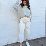 Hem & Thread Tops - Sweaters Oversized Thermal Crewneck In Olive