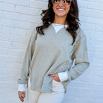 Hem & Thread Tops - Sweaters Oversized Thermal Crewneck In Olive