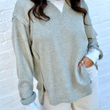 Hem & Thread Tops - Sweaters Oversized Thermal Crewneck In Olive