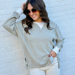Hem & Thread Tops - Sweaters Oversized Thermal Crewneck In Olive