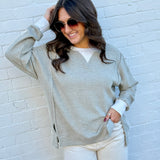 Hem & Thread Tops - Sweaters Oversized Thermal Crewneck In Olive