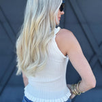 Sleeveless Frill Top In White - Infinity Raine