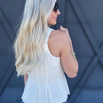 Collared Scalloped Lace Vest In White - Infinity Raine