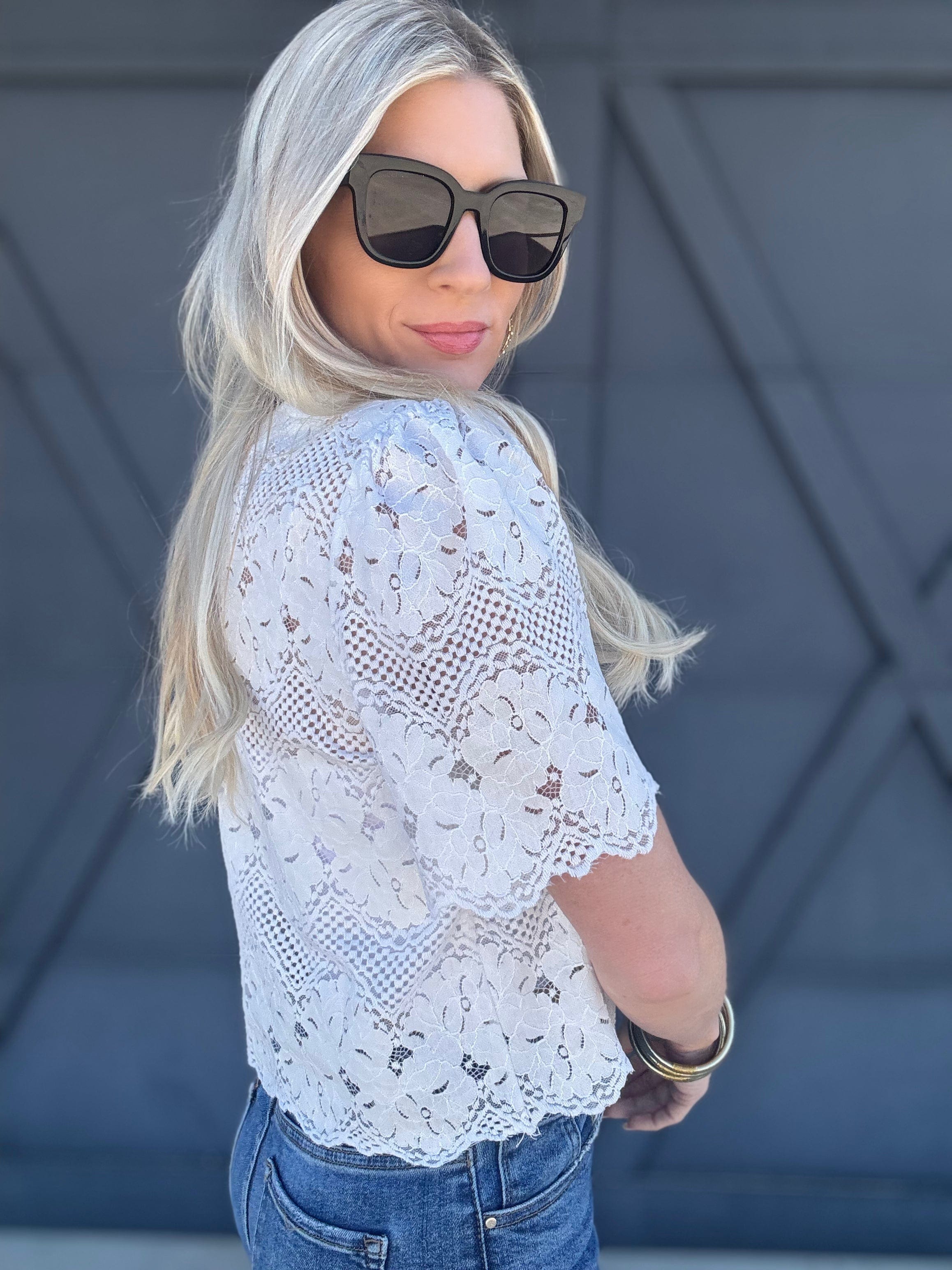 Crochet Lace Blouse In Off White - Infinity Raine