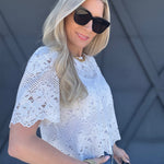 Crochet Lace Blouse In Off White - Infinity Raine