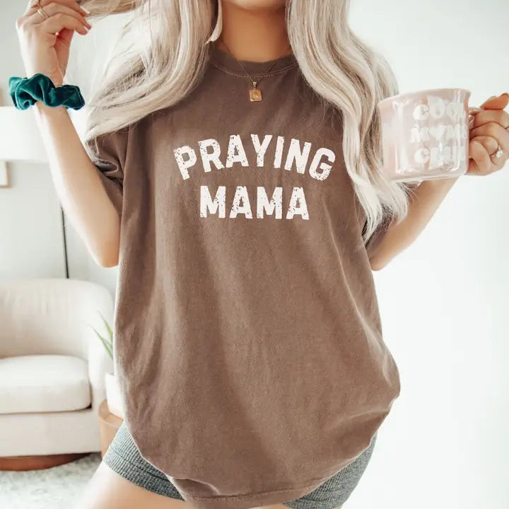 Hey Jude Graphic Tees Tops - Tees Praying Mama Tee In Espresso