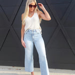 Nori Clean Stretch Wide Leg Jean In Light Wash by Hidden Jeans - Infinity Raine