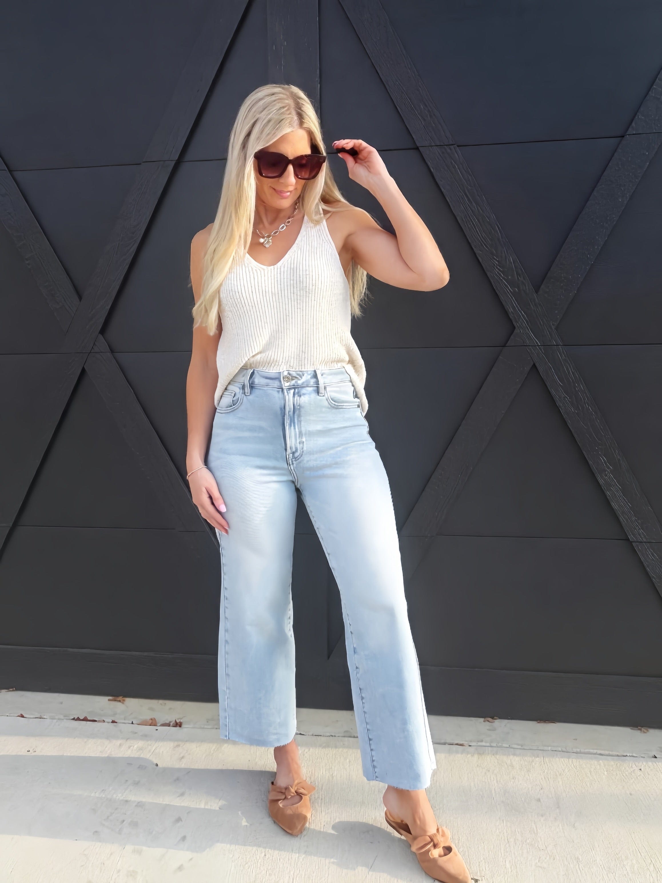 Nori Clean Stretch Wide Leg Jean In Light Wash by Hidden Jeans - Infinity Raine