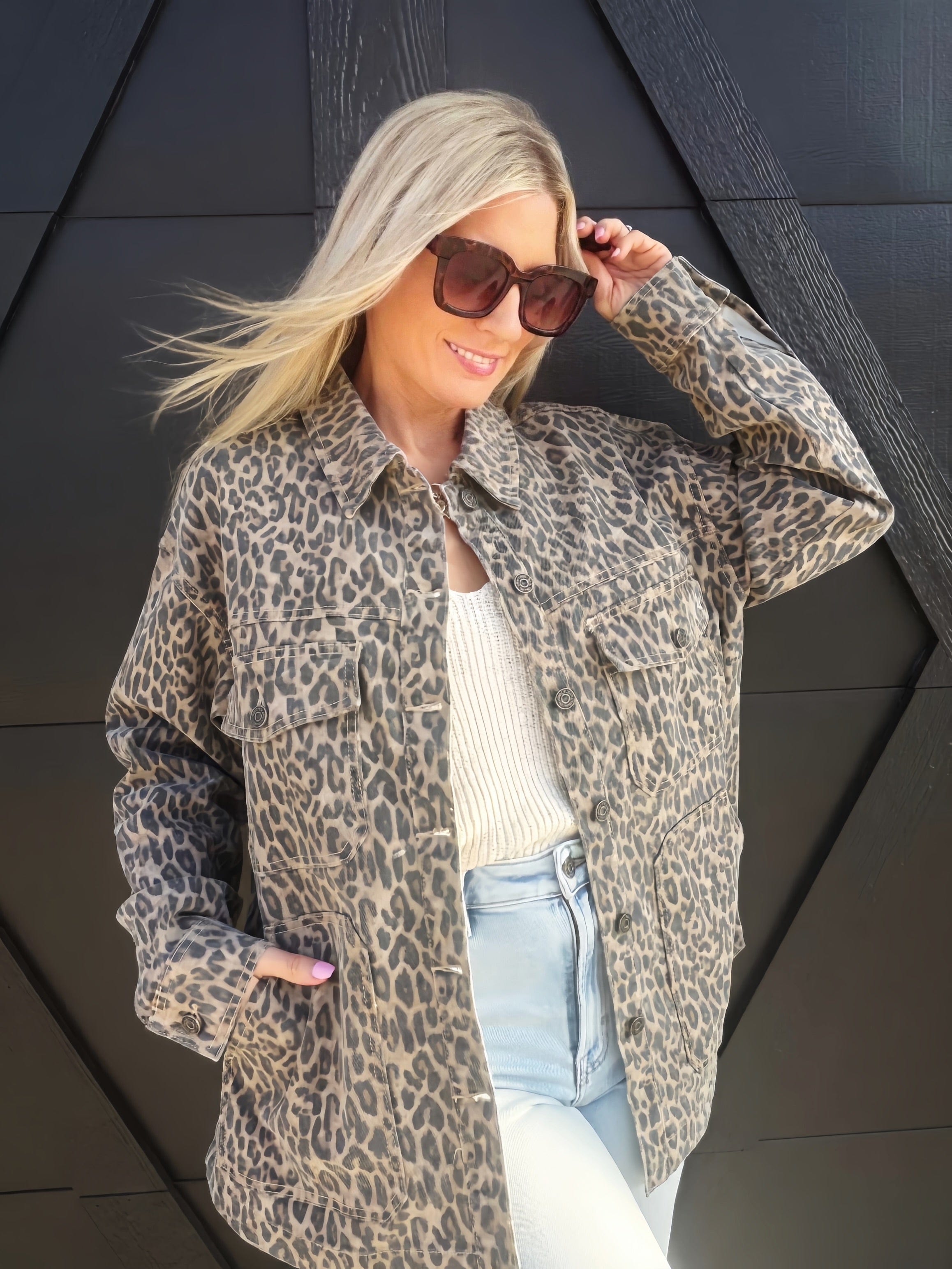 Cheetah Print Oversized Shacket by Hidden Jeans - Infinity Raine