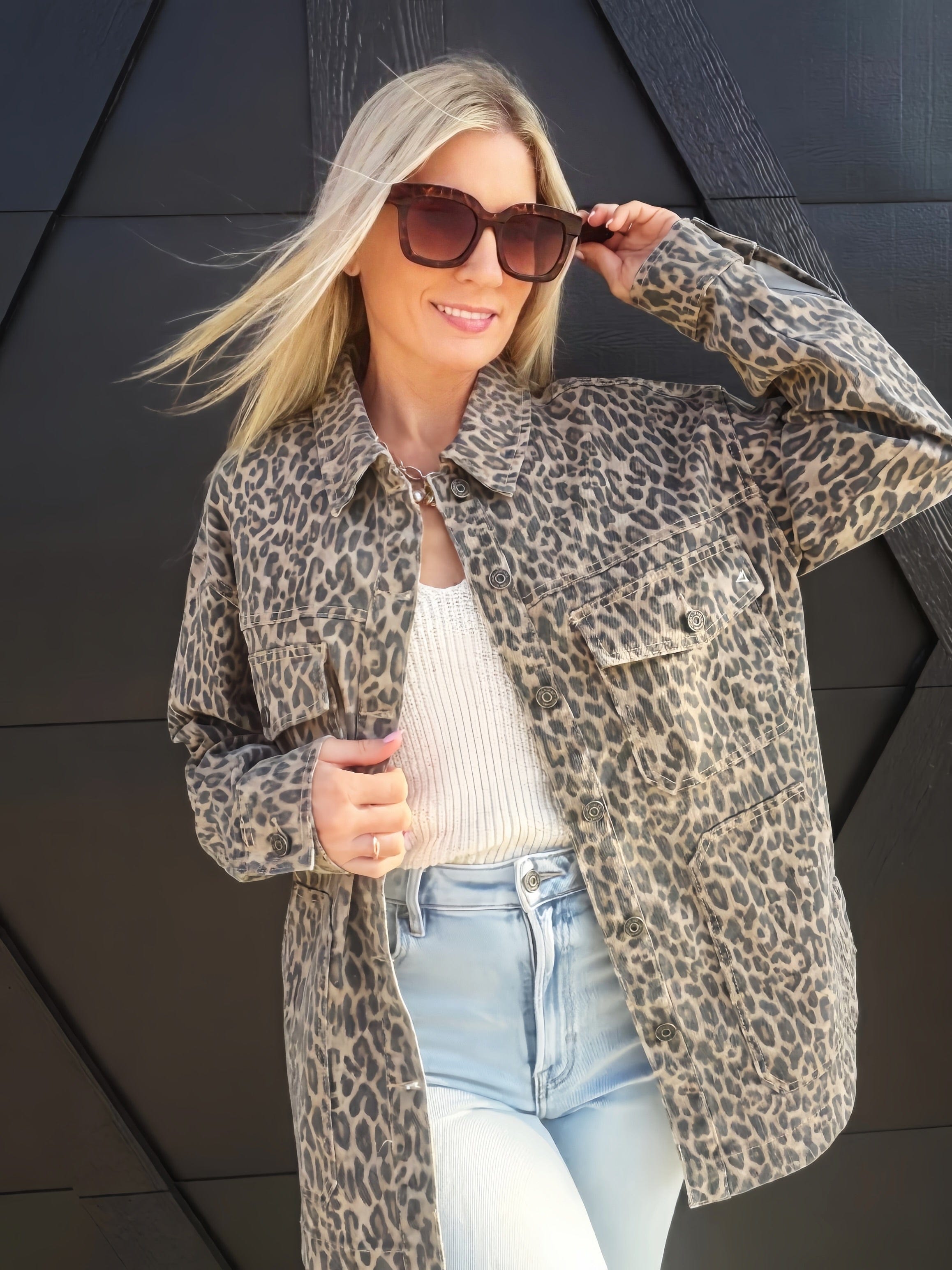Cheetah Print Oversized Shacket by Hidden Jeans - Infinity Raine