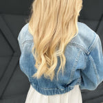 Cropped Cargo Jacket In Light Wash - Infinity Raine