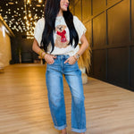 High Rise Crop Barrel Cuffed Stretchy Jeans - Infinity Raine