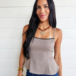 Houndstooth Print Lace Trim Cami - Infinity Raine