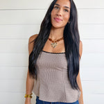 Houndstooth Print Lace Trim Cami - Infinity Raine