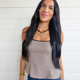 Houndstooth Print Lace Trim Cami - Infinity Raine