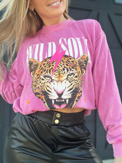 Wild Soul Graphic Sweatshirt-Mineral Pink - Infinity Raine