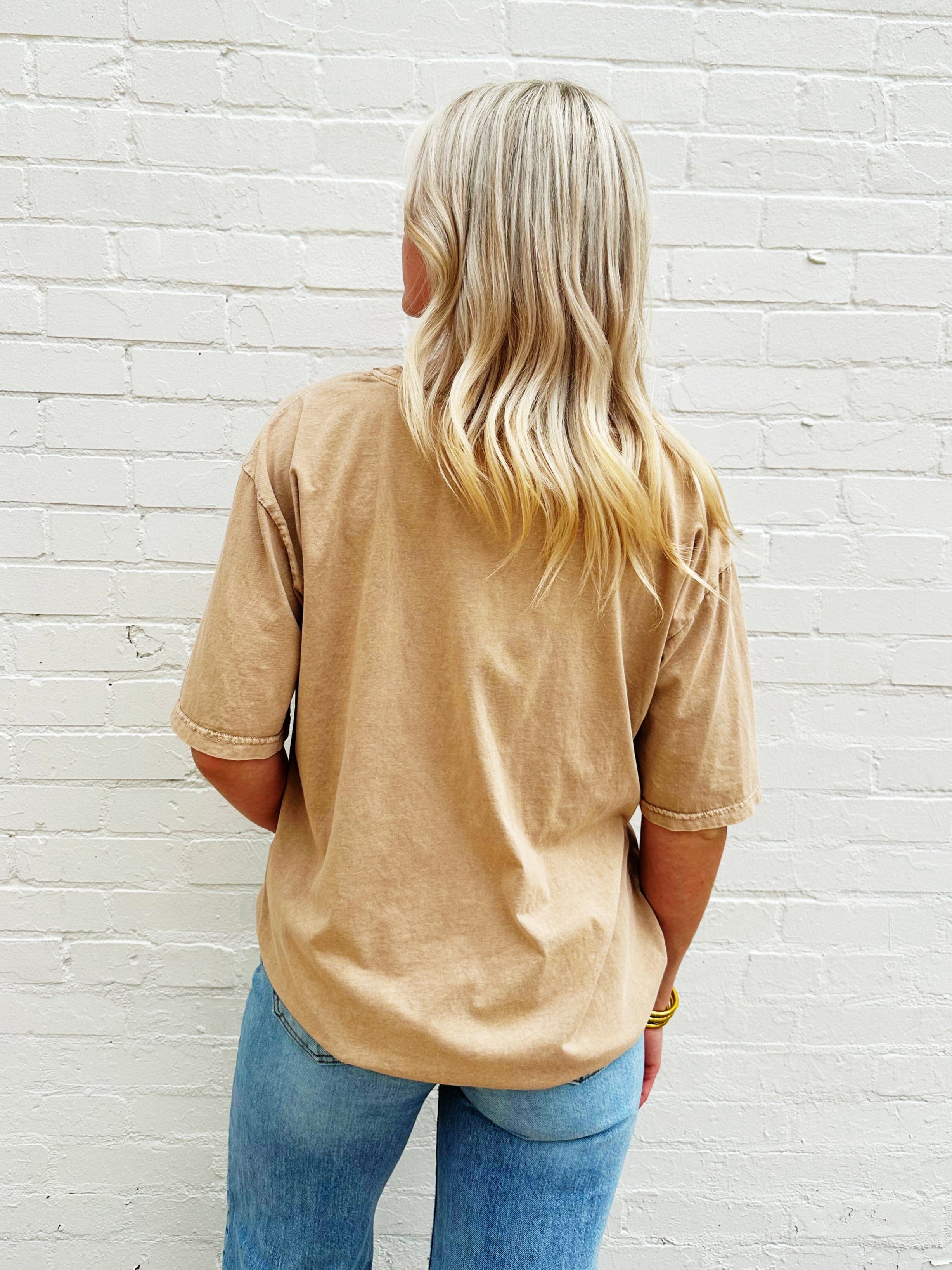 Merica Oversized Graphic In Mineral Taupe - Infinity Raine