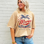 Merica Oversized Graphic In Mineral Taupe - Infinity Raine