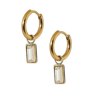 Huggie Charm Earrings In Edith Clear Gold - Infinity Raine