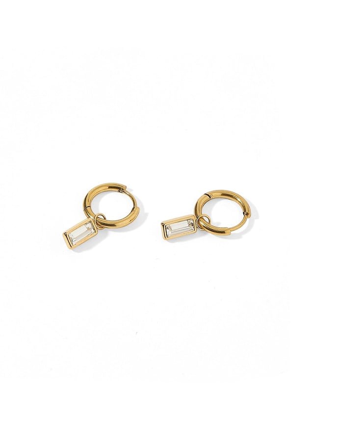 Huggie Charm Earrings In Edith Clear Gold - Infinity Raine