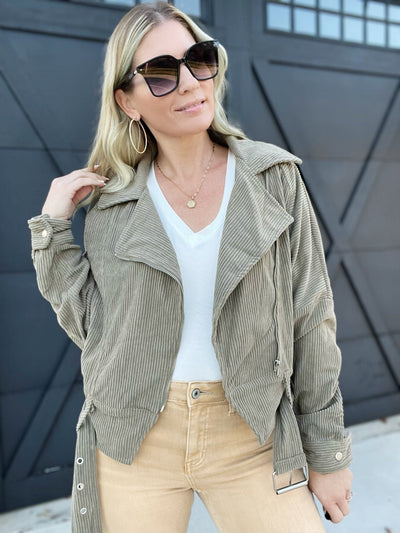 Midnight Maverick Corduroy Jacket-Olive - Infinity Raine