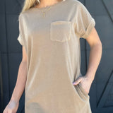 Basic T-Shirt Mini Dress In Mocha Brown - Infinity Raine