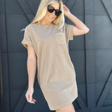 Basic T-Shirt Mini Dress In Mocha Brown - Infinity Raine