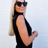 High Neck Sleeveless Knit Top In Black - Infinity Raine