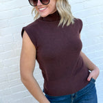HYFVE Inc. Tops - Blouses High Neck Sleeveless Knit Top In Chestnut