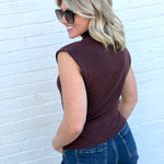 HYFVE Inc. Tops - Blouses High Neck Sleeveless Knit Top In Chestnut