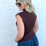 HYFVE Inc. Tops - Blouses High Neck Sleeveless Knit Top In Chestnut