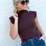 HYFVE Inc. Tops - Blouses High Neck Sleeveless Knit Top In Chestnut