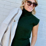 HYFVE Inc. Tops - Blouses High Neck Sleeveless Knit Top In Deep Green