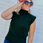 HYFVE Inc. Tops - Blouses High Neck Sleeveless Knit Top In Deep Green