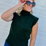 HYFVE Inc. Tops - Blouses High Neck Sleeveless Knit Top In Deep Green