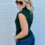 HYFVE Inc. Tops - Blouses High Neck Sleeveless Knit Top In Deep Green