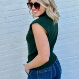 HYFVE Inc. Tops - Blouses High Neck Sleeveless Knit Top In Deep Green