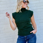 HYFVE Inc. Tops - Blouses High Neck Sleeveless Knit Top In Deep Green