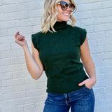 HYFVE Inc. Tops - Blouses High Neck Sleeveless Knit Top In Deep Green