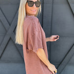 Oversized Washed Cotton T-Shirt In Chestnut - Infinity Raine